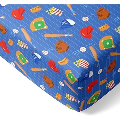 Little Sleepies Baby Crib Sheets, Buttery Soft Viscose from Bamboo Crib Sheets for Boys & Girls, Toddler Bed Sheet, Standard Crib Mattress Sheet, Super Stretchy & Elasticized (Blue All Stars)