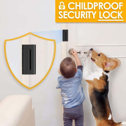 2 Pack Door Reinforcement Lock for Kids Safety Withstand 800lbs Door Latch Lock, Add a Door Security Lock- Black Extra Door Lock with 8 Screws Prevents Unauthorized Entry