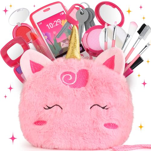 Woumserta Toddler Girls Makeup Kits, Unicorn Pretend Makeup for Toddler 3-5 | Fake Play Makeup with Unicorn Purse for Little Girls Age 3-5 4-6, Toy Set for 3 4 5 6 Year Old Girls Kids Birthday Gifts