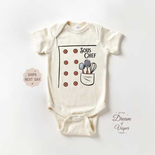 Sous Chef Baby Onesie®, Funny Sous Chef Baby Bodysuit, Cute Future Chef Baby Bodysuit Onesie®, Newborn Natural Baby Gift, Cute Baby Clothes