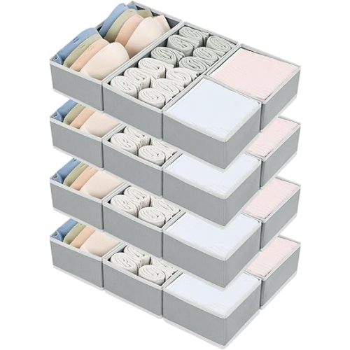 DIMJ drawer organizers for clothing, 16 Pack, Gray