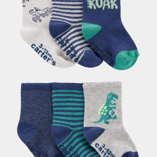 Navy/Grey Baby 6-Pack Dinosaur Socks | Carter’s Oshkosh Canada