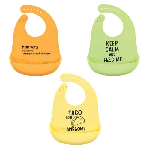 Hudson Baby Unisex Baby Silicone Bibs, Yellow Hangry, One Size