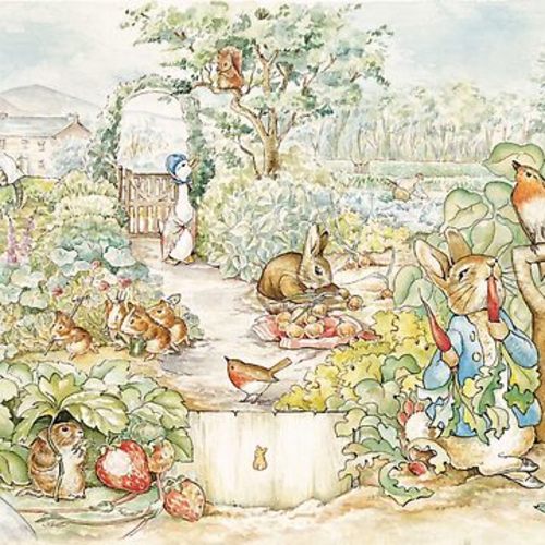 Peter Rabbit - Beatrix Potter Garden Illustration | Pillow