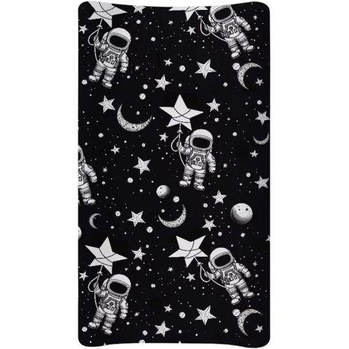 Astronaut Changing Table Cover for Boys Girls Breathable Table Sheets Baby Changing Pad Cover Soft Diaper Changing Cover Fit 32"x16" Contoured Pad