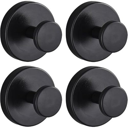 Suction Cup Hooks for Shower, Over The Door Hooks & Towel Hooks for Hanging up to 15 Lbs – Hooks for Bathroom, Kitchen, Glass, Mirror, Tile – Suction Cups for Door Wreaths, Coat (4-Pack) (4, Black)