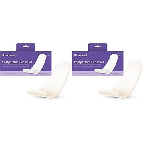 Lansinoh Postpartum Cooling Pads, Perineal Ice Packs, Witch Hazel Pads for Postpartum Care, Padsicles with Cooling and Comforting Aloe Vera,12 Count (Pack of 2)