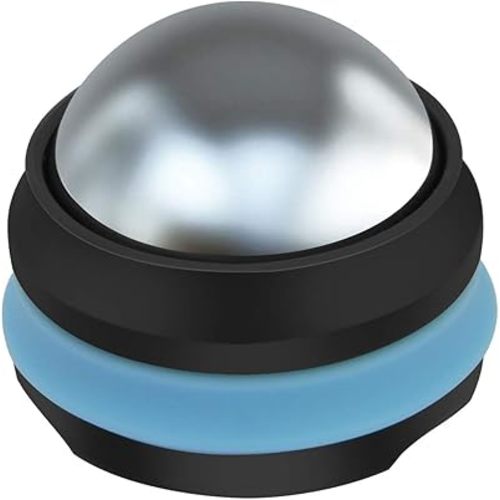 AHIER Cold Massage Roller Ball, Stainless Steel Cold Therapy Relief, Free Rolling Removable Gel Ball Deep Tissue Massage Pain Relief, Great Tool for Back/Neck Pain, Muscles Recovery (Black)