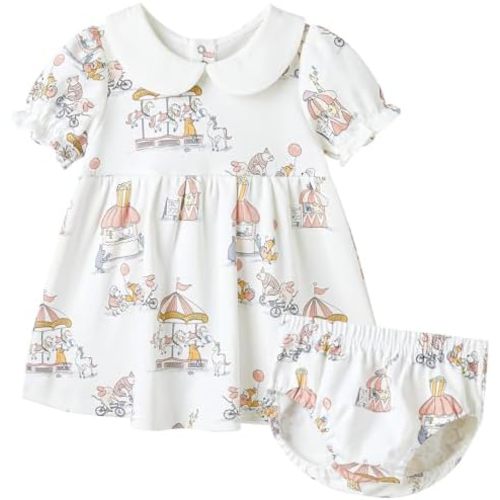 pureborn Baby Girls Dress with Bloomer Infant Girl Cotton Playwear Dress 0-24 Months