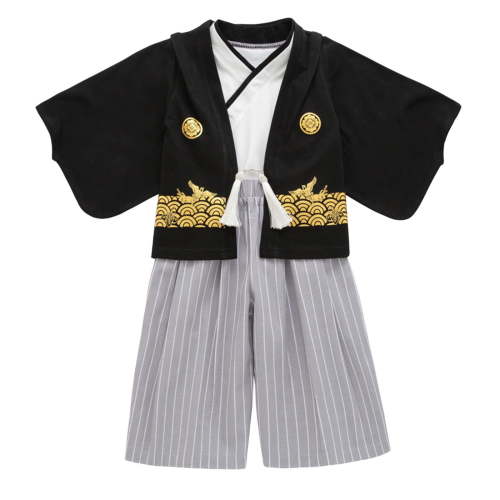 Tiijoy Boys Kimono Traditional Japanese Jinbei Loungewear Outfits for Kids, Sizes 3-4
