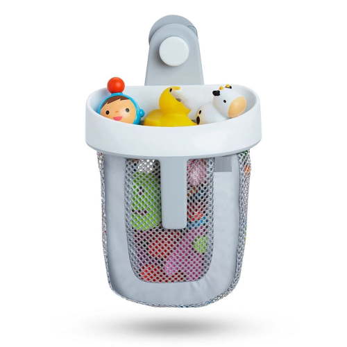 Katigan Hanging Bath Toy Storage with Quick Drying Mesh, White & Gray