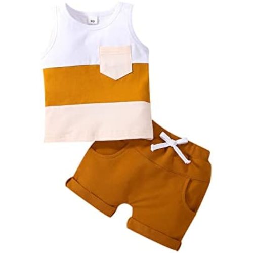 Kupretty Baby Boy Summer Clothes Sleeveless Tank Tops Vest T-Shirt + Casual Shorts Toddler Outfits Set