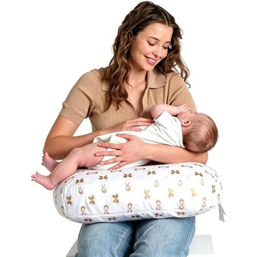 Little Grape Land Nursing Pillow for Infants, Extra Firm Breastfeeding Pillows, Baby Pillow for Nursing, Bottle Feeding with Machine Washable Cover & Breathable Filling