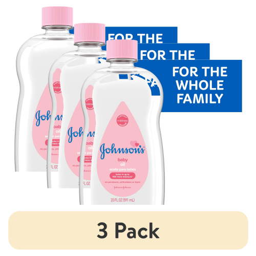 (3 pack) Johnson's Baby Body Oil Moisturizer, Liquid Mineral Oil for Baby Massage, Original, 20 fl oz