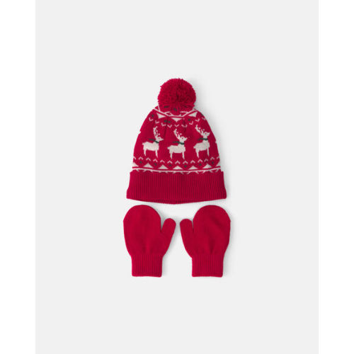 Baby 2-Piece Fair Isle Christmas Beanie & Glove Set - Red | Carter's