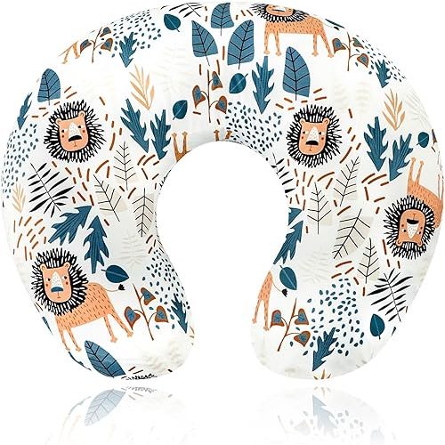 SWESEN Nursing Pillow Cover, Lion Breastfeeding Pillows Covers, Snug Fits Nursing Pillow Slipcovers for Boys Girls, Ultra Soft and Stretchy, Animal
