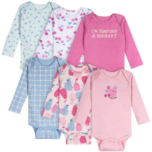 6-Pack Baby Girls Pears Long Sleeve Onesies® Bodysuits – Gerber Childrenswear