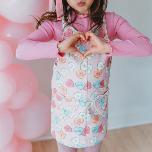 Parker Corduroy Jumper Set - Candy Hearts