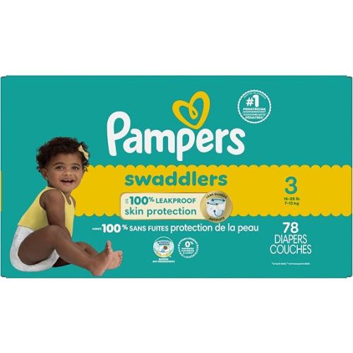 Pampers Swaddlers Diapers, Size S1, Absorbent, Keeps Baby Dry and Comfortable, Skin Safe Disposable Baby Diaper, 1 Pack (Count of 96)