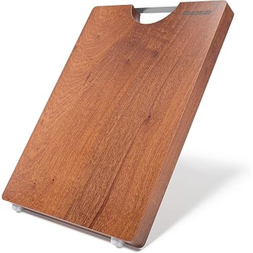 Real Solid Sapele Cutting Board One Piece No Glue Non Toxic All Whole Single Wood Butcher Block Thick Hard Wood Heavy Duty Edge Grain (Small,14.17"L*9.45"W*0.98"Th)