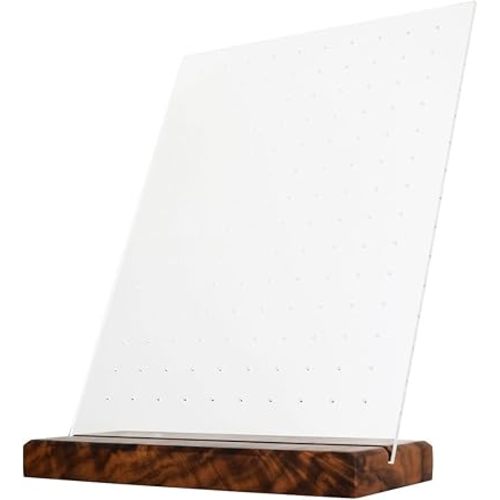brown, big, GemeShou walnut earring display for selling jewelry, wooden earring holder for studs display, small jewelry studs display board for show【Wood stand with acrylic board-Walnut】