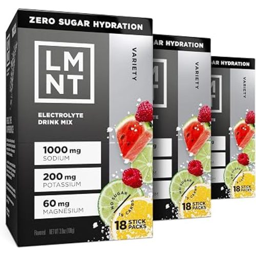 LMNT Zero Sugar Electrolytes - Variety Pack Bundle | Drink Mix | 54-Count