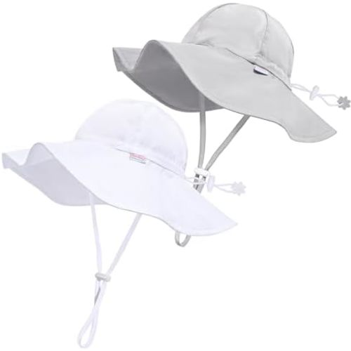 Unisex Baby Sun Hat with UPF 50+ Outdoor Adjustable Beach Hat,Baby Girl Wide Brim Bucket Hats for Infant Toddler Little Boy