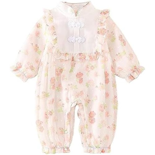 Baby Clothes Cute Cotton Long Sleeve Onesie for Infant Girls Fall Spring Flower Romper Jumpsuit for Newborns