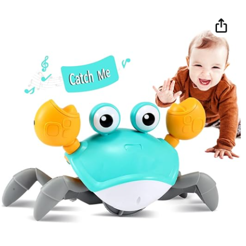 control future Crawling Crab Baby Toy - Infant Tummy Time Toys 3 4 5 6 7 8 9 10 11 12 Babies Boy 3-6 6-12 Learning Crawl 9-12 12-18 Walking Toddler 36 Months Old Music Development 1st Birthday Gifts