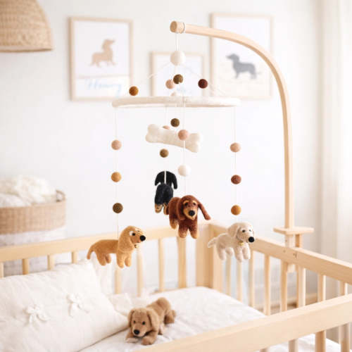 Felt Dachshund Dog Baby Mobile - Puppy Nursery Decor – Jasper and Ruby Art