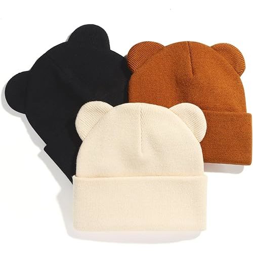 Baby Winter Beanie Hat,Kids Cute Bear Ears Soft Knit Beanie for Infant Boys Girl Warm Winter Hat Caps