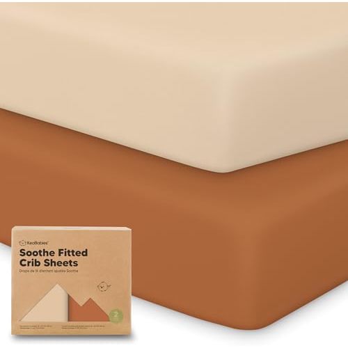 KeaBabies 2pk Organic Cotton Crib Sheets for Boys Girls 52x28, Rust