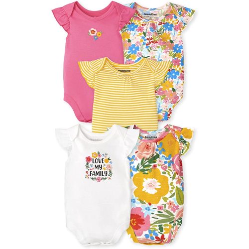 The Children's Place unisex baby And Newborn Short Sleeve 100% Cotton BodysuitsShirt