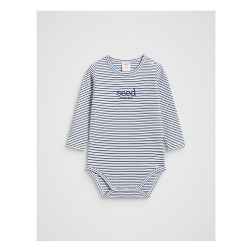 Core Rib Logo Bodysuit in Navy