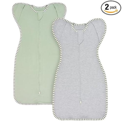 Swaddles for Newborns Swaddle 0-3 Months Sleep Sack Arms Up Swaddle 0-3 Months Transition Swaddle, 2-Pack Baby Swaddles for Boy Girl with Arms In/Out 2-Way Zipper 100% Cotton 0.8 Tog (Small 5-14lbs)