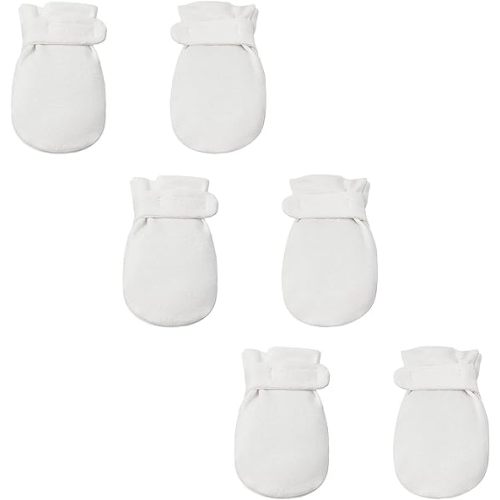 Newborn Baby No Scratch Mittens Stay On, 100% Cotton Breathable, Adjustable Infant Gloves for Baby Boys Girls Mittens