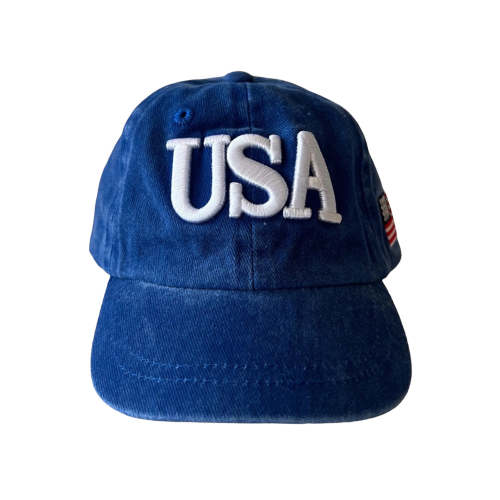 USA Kids Baseball Hat, Vintage Blue