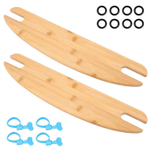 2 Pcs Bamboo High Chair Foot Rest Height Adjustable High Chair Footrest with 2 Rubber Rings and Fixing Rings for Home Kitchen Indoor Use