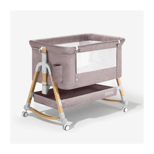 HARPPA Cuddly 3-in-1 Baby Bassinet Bedside Sleeper for Reflux | Attaches to Bed, Adjustable 5 Heights, Non-Toxic & CPSC Certified | Sturdy Aluminum Frame, Portable Wheels, Tool-Free Setup, Gentle Rocking | Perfect for Newborns, Infants, Small Spaces & Saf