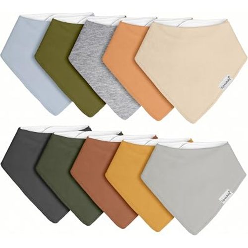 Baby Bandana Drool Bibs for Boys Girls,Super Absorbent Triangle Baby Bibs for Drooling and Teething,100% Cotton Soft for Infant,Newborn 10Pack