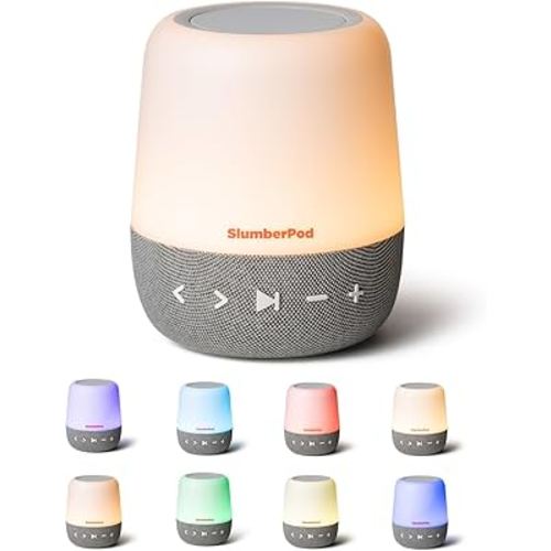 SlumberPod SlumberCalm 2-in-1 Sound Machine with Light for Kids | Baby Sleep Soother | White Noise Machine Baby | Nature Sounds | 8 Night Light Colors | Sound Machine | Rechargeable