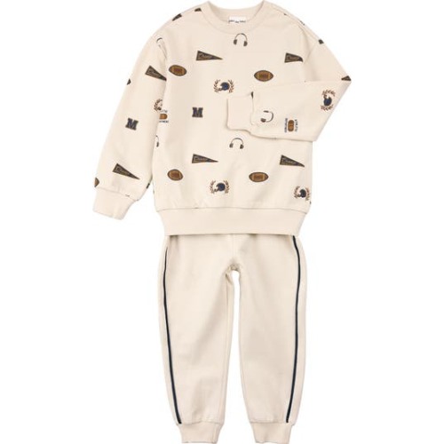 Varsity Print Crewneck & Joggers Set, 6M