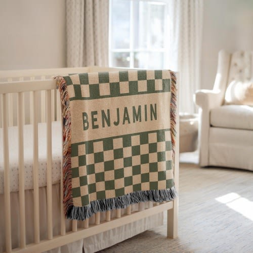 Personalized Baby Blanket for Nursery Decor Custom Baby Name Blanket Custom Kids Name Tapestry Baby Shower Gift Woven Throw Blanket