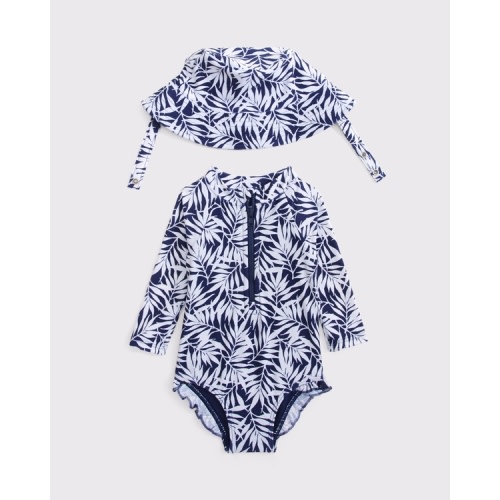 baby long-sleeve one-piece rashguard swim set