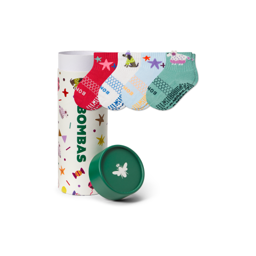 Toddler Holiday Gripper Calf Sock 4-Pack Gift Box