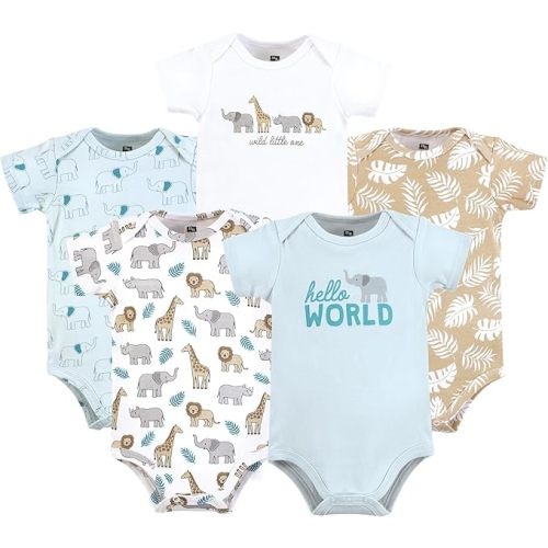 Hudson Baby Unisex Baby Cotton Bodysuits 5-pack