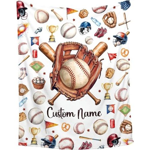 Custom Baseball Blanket,Personalized Baby Baseball Blanket,Soft Cozy Personalized Baby Gifts for Christmas Birthday Infant Newborn Shower,30"x40"-Toddler Size for Baby/Pet