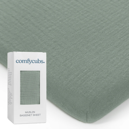 Comfy Cubs Muslin Fitted Bassinet Crib Sheet - Extra Soft & Breathable
