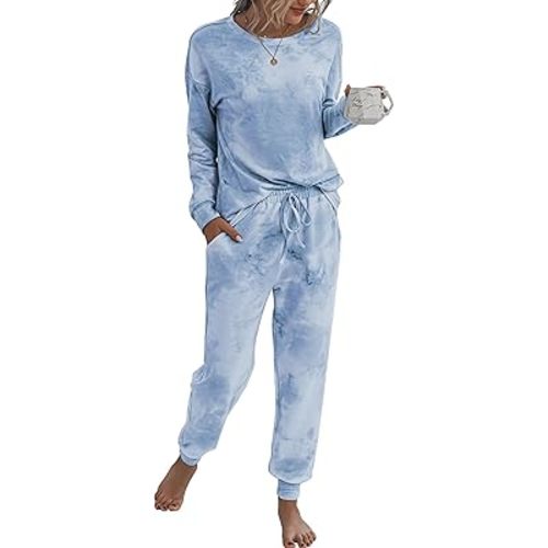 PRETTYGARDEN Women's Two Piece Loungewear Fall Casual Long Sleeve Tops Jogger Pants Pajama Sets Matching Outfits Clothing