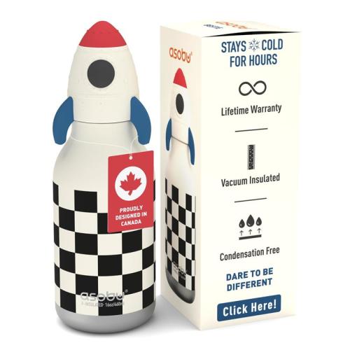 Asobu - Stainless Steel Bottle Silicone Head Rocket Chekers